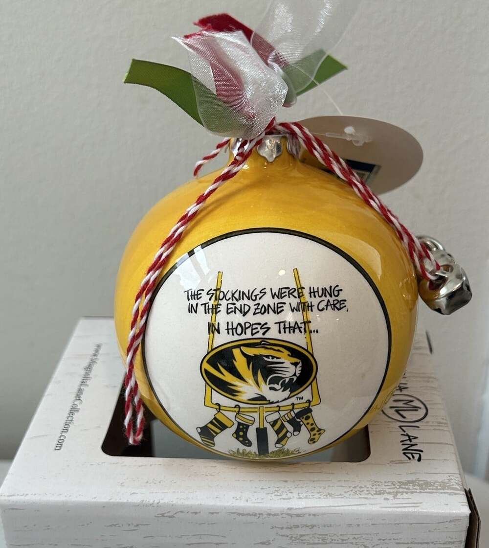 Magnolia Lane Mizzou Tigers Ceramic Christmas Ornament With Bells- New In Box